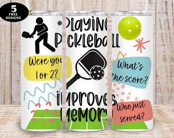 Pickleball Tumbler, Pickleball Improves Memory Tumbler png, Cute Pickleball Tumbler png, Funny Pickleball 20oz Tumbler wrap png