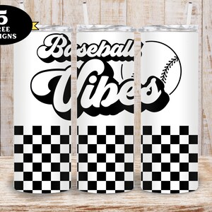 Cute Baseball Tumbler, Baseball Vibes Black White Tumbler png, Baseball Tumbler Wrap, Baseball Mom 20oz Tumbler wrap png