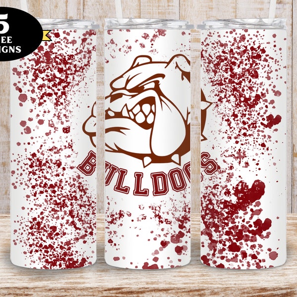 Maroon Bulldogs Paint Splatter Tumbler, Bulldogs Paint Tumbler png, Maroon Bulldogs Tumbler png, Bulldogs Maroon 20oz Tumbler wrap png