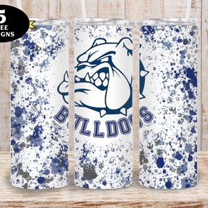 Navy Bulldogs Paint Splatter Tumbler, Bulldogs Paint Tumbler png, Blue Bulldogs Tumbler png, Bulldogs Navy 20oz Tumbler wrap png
