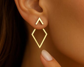 Minimalist Geometrische Ohrringe Edelstahl | Gold Statement Creolen | Moderner Alltags Schmuck