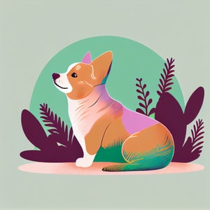 Corgi Boho Love Instant Download Digital Art Printable Download Wall Art Home Decor Dog Lover Artwork Gift Minimalism Lover Gift Boho Style