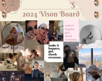 Printable 2024 THAT Girl Vision Board, 2024 Vision Board, 2024 Goals Board,  Aesthetic Vision Board 