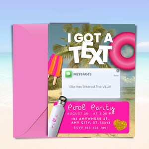 Eine Neue Bombe hat Einzug in die Party-Einladung | Bearbeitbare Canva Summer Villa Invite, Pool Party, Geburtstag & Bachelorette Vorlage