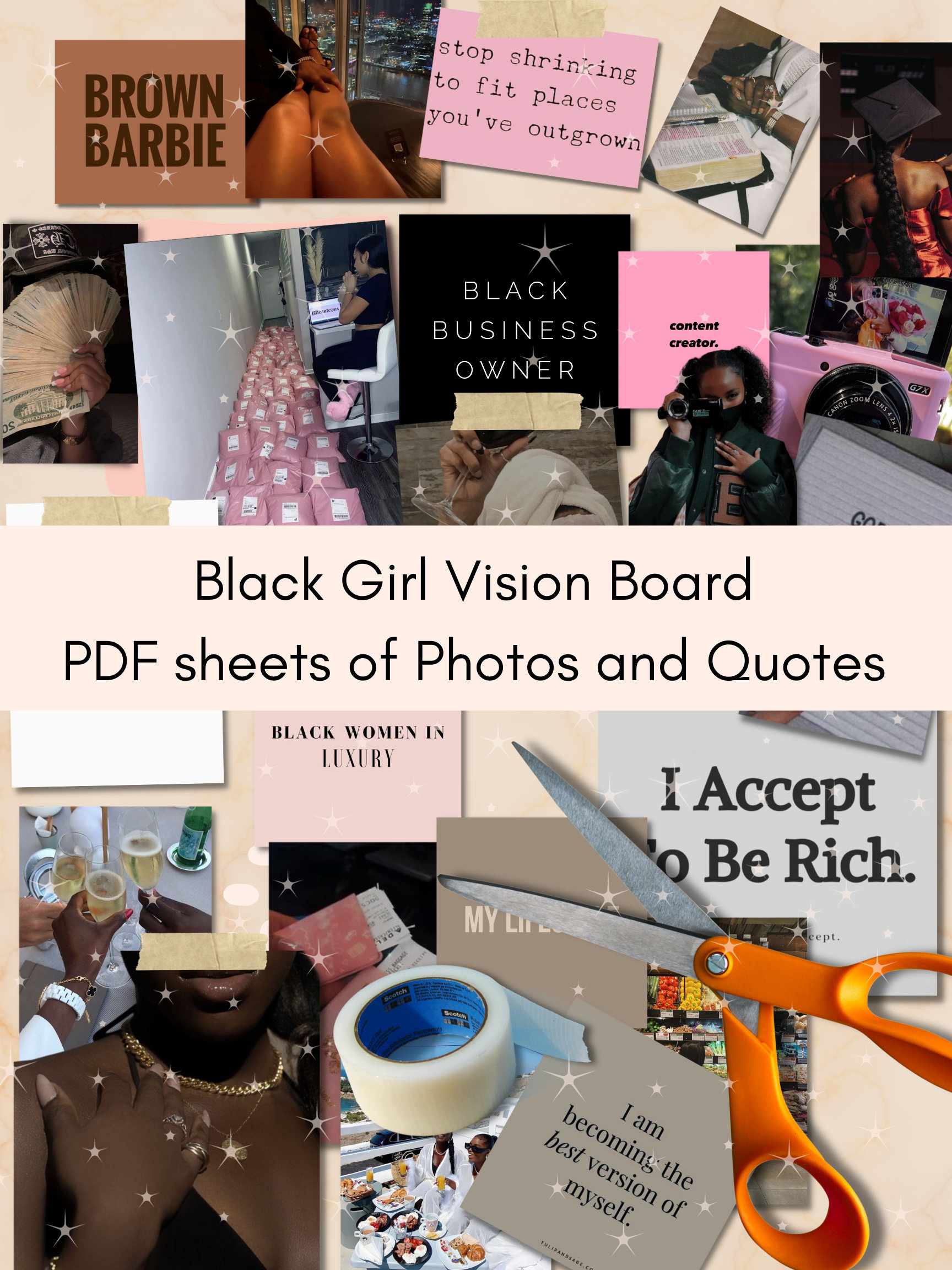 Black Woman's Vision Printable Vision Board Book 2024 Planner Budget  African American Women Digital 