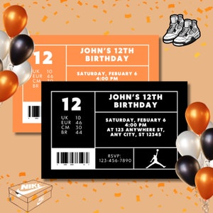 Editable Jordan Party Shoe Box Label Canva Template, Shoe Box Label Invite, Label Template for ...