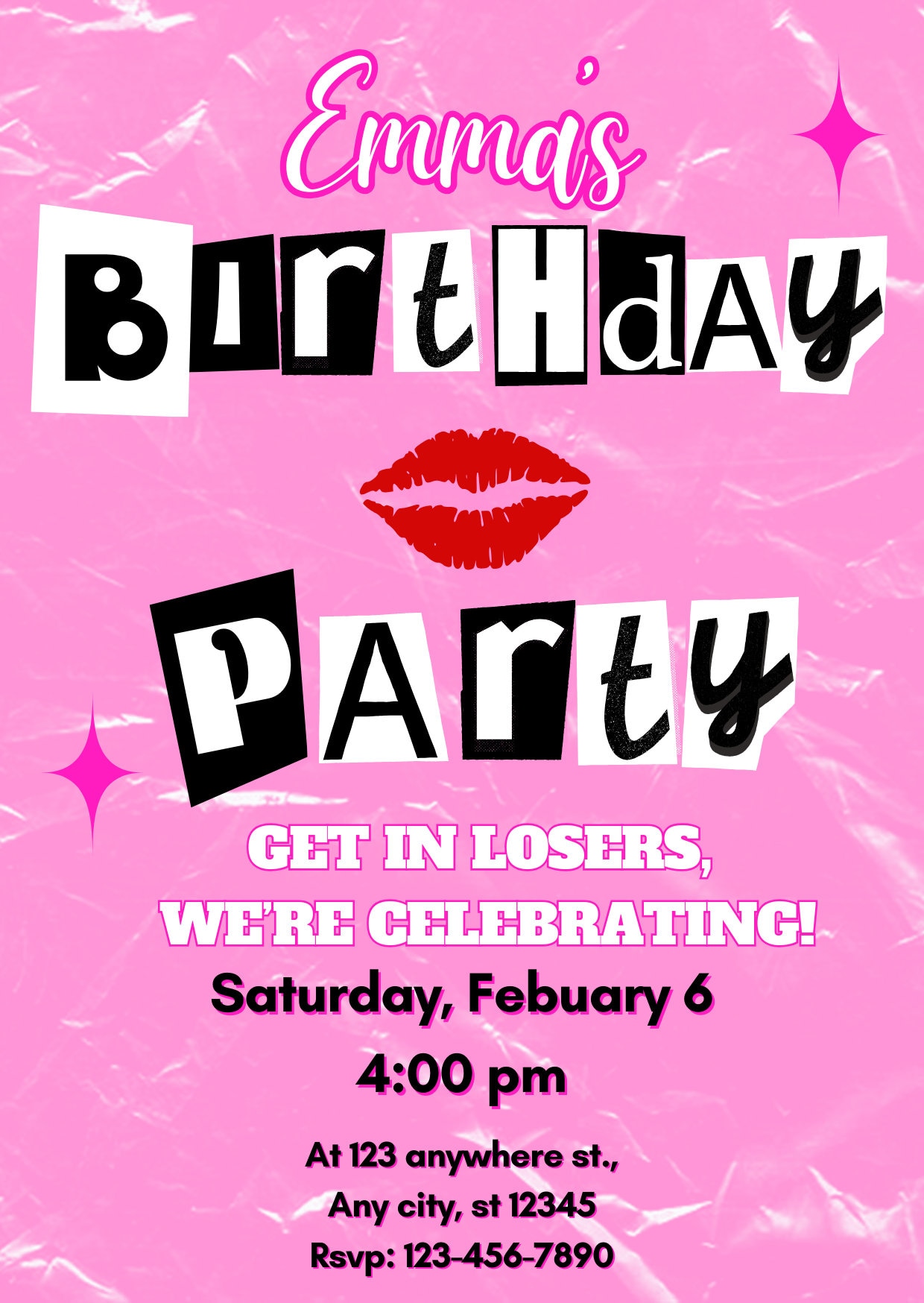 Editable Mean Girls Themed Invitation, Burn Book Invitation, Editable Editable Mean Girls Themed Invitation, Burn Book Invitation, Editable