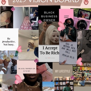 Afdrukbaar op poster 2025 Black Girl Vision Board, 2025 Vision Board, 2024 Goals Board, Esthetic Vision Board