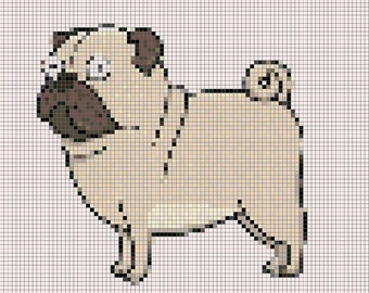 pug, cross stitch pattern, dog, cross stitch pattern, best, digital, download, easy