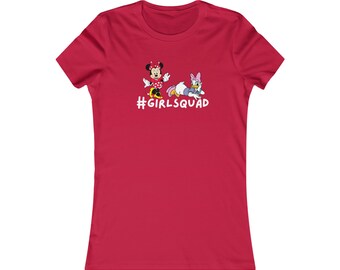 Camiseta feminina Minnie Mouse e Margarida - #girlsquad - Camisa divertida de férias da Disney - Camiseta feminina Disney - Camiseta de personagens da Disney -