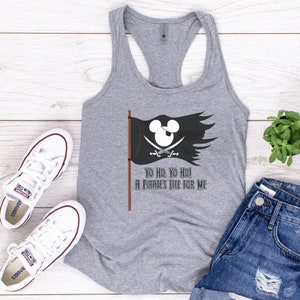 Disney Pirates of the Caribbean Women&#39;s Racerback Tank-Disney Family Trip Racerback-A Pirate&#39;s Life for Me Tank - Sleeveless Disney Tank