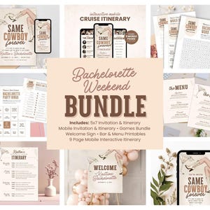 Same Cowboy Forever Bundle für Junggesellinnenabschied, bearbeitbare Neutral Western Party in Nashville, Willkommensschild, Bundle mit 6 Spielen, Barkarte