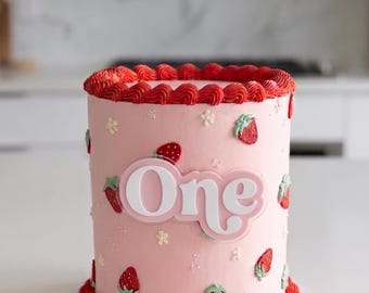One Cake Topper 3D Printed | Two-Tone Birthday Sign | Cake Charm Plaque | 1st Party Decoration