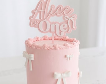 Personalised Bow Cake Topper with Name & Age | 3D Printed  Birthday Decor | Coquette Party Theme