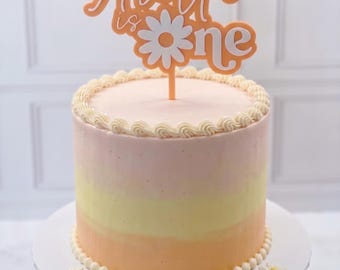 Personalised Daisy First Birthday Cake Topper 3D Printed | Custom Name & Age | Boho Floral Cake