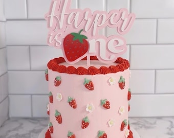 Personalized Berry First Birthday Cake Topper | 3D Printed Birthday Decor | Strawberry First Birthday Decoration