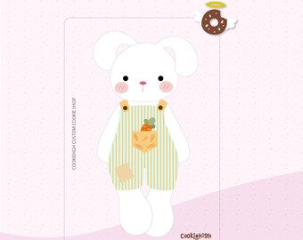 Bunny Boy with dungarees Cookie Cutter .STL Files + PNG /JPG Edible image | Instant download!