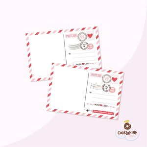 Cartão postal do biscoito dos namorados 4 x 6 polegadas | Cartões de biscoitos para o Dia dos Namorados para impressão | Cartão de Dia dos Namorados