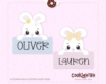 Juego de 2 placas de conejito cortadoras de galletas. ¡Imagen Stl + PNG de Eddie! / ¡Descarga instantánea!