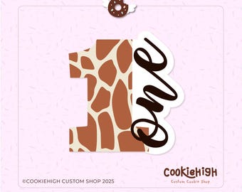 Animal Print Number 1 Vertical Cookie Cutter .Stl + Eddie PNG Image! | Instant Download!