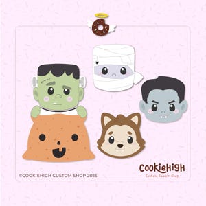 Halloween Cookie cCutter Set: Treat Bag Halloween Characters, Eddie PNG (Digital Download.STL File)