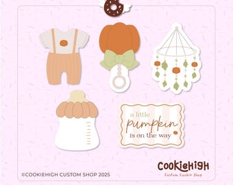 Little Pumpkin Cookie Cutter Midsize Set: 3D Printed Cutters, Eddie PNG (Digital Download)