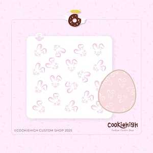 Digitaal: patroon schattig konijntje gezicht stencil gesneden | SVG-png-direct downloaden voor cookie-stencil | Snijbestand!