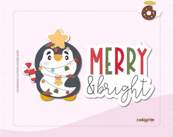 Merry & Bright Penguin Set Cookie Cutter .Stl | Instant download!