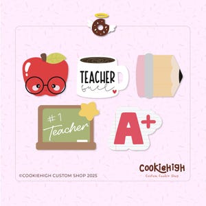 Cute Teacher 2025 set van 5 koekjesvormpjes. Stl + png-afbeelding van Eddie! | Direct downloaden!
