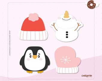 Winter Cookie Cutters STL File | Penguin, Snowman, Hat (Digital Download)