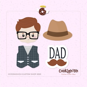 Nerd Dad Set of 4 Cookie Cutter .Stl + PNG Image of Eddie! | Instant download!