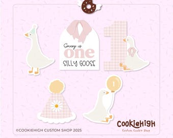 5 個の Silly Goose Party Cookie Cutters の通常セット。Stl + Eddie PNG 画像! | すぐにダウンロード!