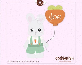 Bunny Cookie Cutter Set of 2: Balloon Design (STL + PNG Digital Download)