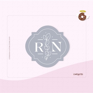 Fancy Mono Plaque Cookie cutter .Stl | Instant download!