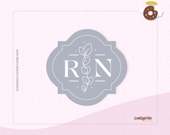 Fancy Mono Plaque Cookie cutter .Stl | Instant download!