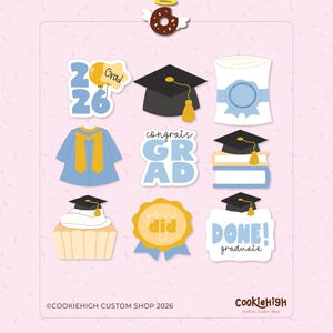 2026 Graduation Small Set 9 | Cookie Cutter STL | Digital Download + Edible PNG + Black Guide