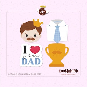 King Dad Set of 4 Cookie Cutter .Stl + PNG Image of Eddie! | Instant download!