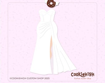 Long Bridal Corset Wedding Dress Cookie Cutter .Stl + PNG Image of Eddie! | Instant download!