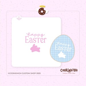 Digitaal: Happy Easter 2 stencilsnede | SVG-PNG Instant Download voor Cookie Stencil | Snijbestand!
