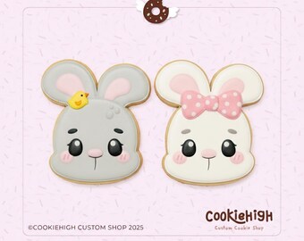 Juego de 2 cortadores de galletas con caras de pareja de conejitos. ¡Imagen Stl + Eddie PNG! / ¡Descarga instantánea!