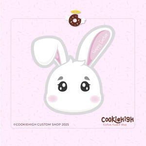Carte à biscuits avec tête de lapin 5,6 x 5,36 pouces | Cartes imprimables de biscuits de Pâques | Carte lapin