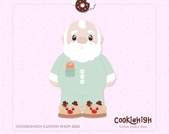 Santa in Pajama Cookie Cutter .Stl + PNG Image of Eddie! | Instant download!