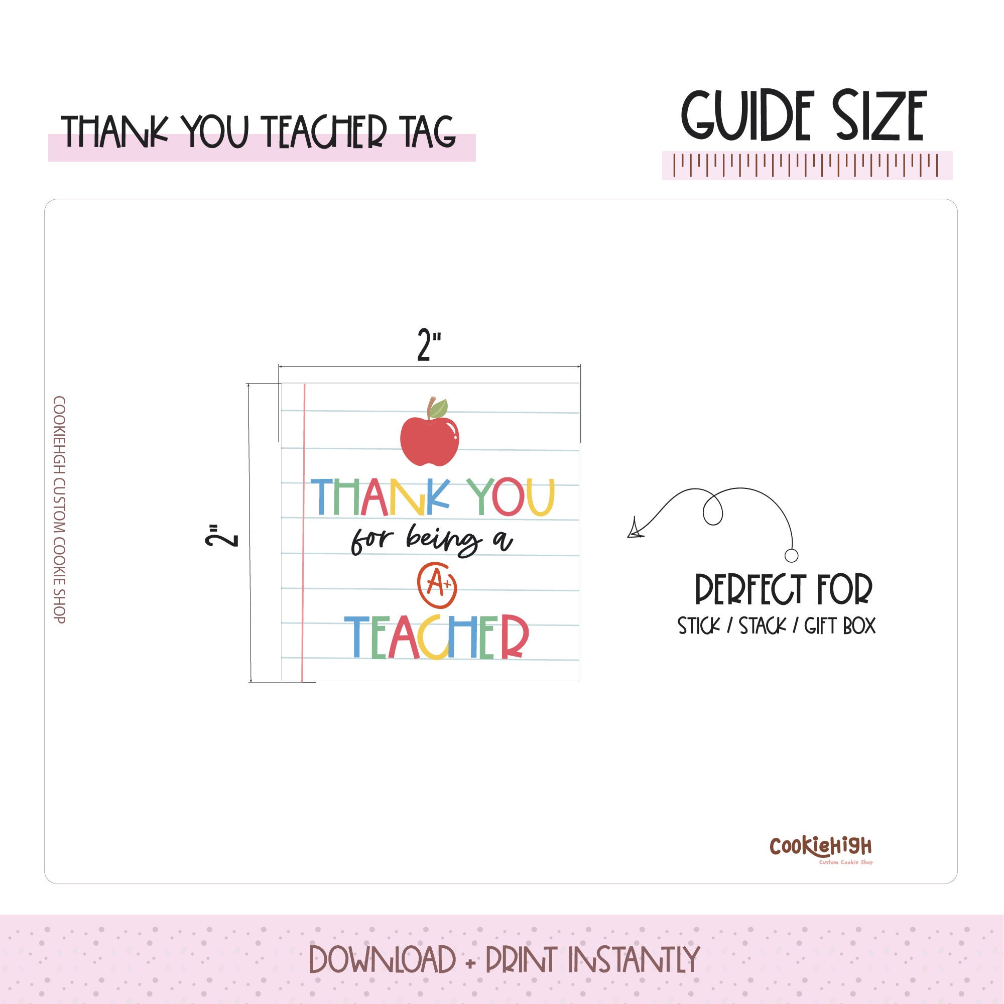 Teacher Appreciation Gift Tag: A+ Teacher Printable (2x2
