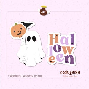 Halloween Ghost with Balloons Set, 2 .Stl Cookie Cutters + 4 Eddie PNG Images! | Instant Download!
