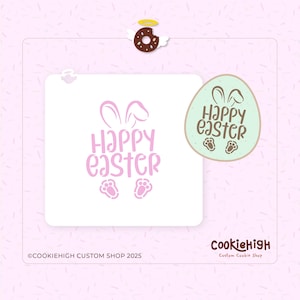 Digitaal: Happy Easter Ears Bunny stencil gesneden | SVG-PNG Instant Download voor Cookie Stencil | Snijbestand!