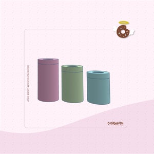 May include: Three round cookie jars in different colors: purple, green, and blue. The jars are arranged in a row, with the purple jar on the left, the green jar in the middle, and the blue jar on the right. The jars are all the same size and shape. The text "COOKIEHIGH CUSTOM COOKIE SHOP" is written on the left side of the image.