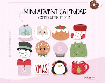 Mini Advent Calendar Set of 12 Cookie Cutter .Stl | Instant download!