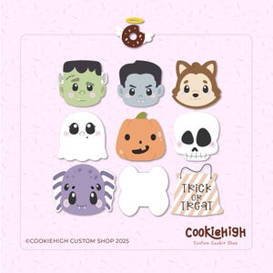 Chunky Spooky Halloween Set with 9 .Stl Cookie Cutters + 18 Eddie PNG Images! | Instant Download!