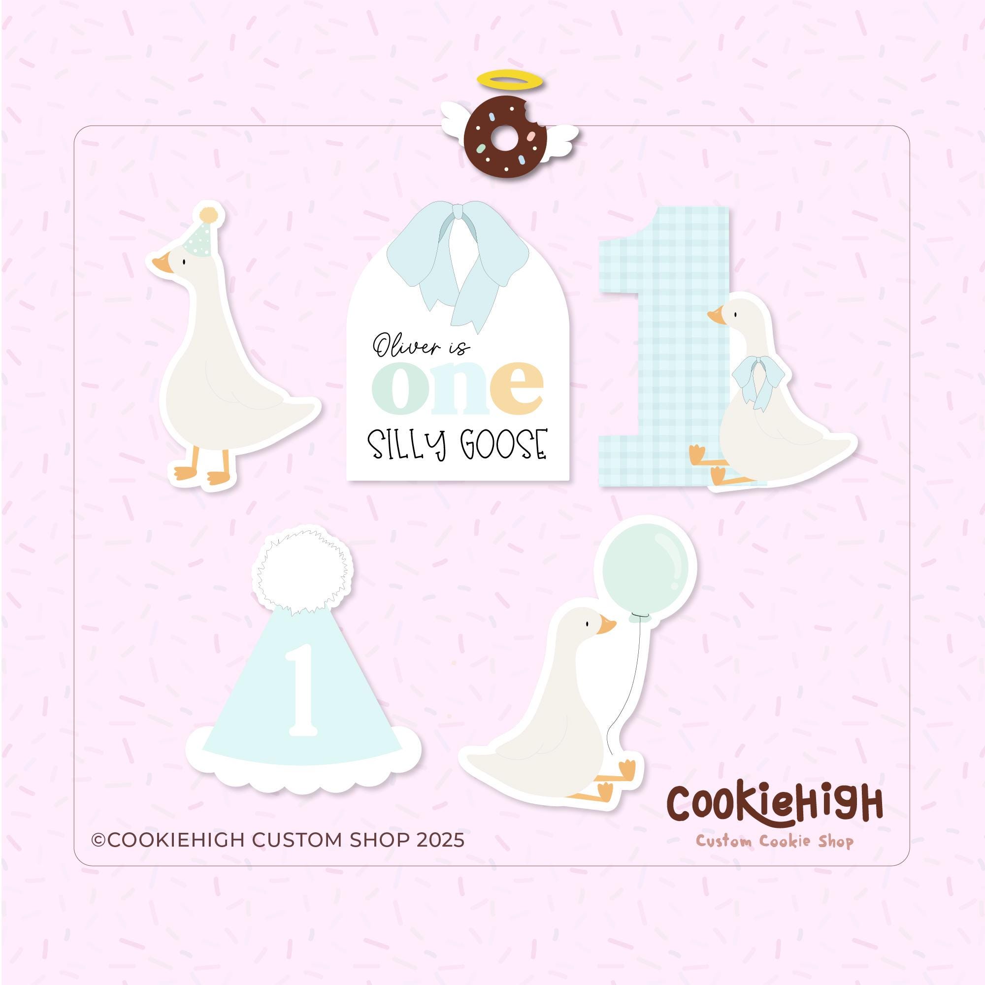 Silly Goose Party ミディアムサイズ クッキーカッターセット 5 .Stl + Eddie PNG 画像! | すぐにダウンロード!