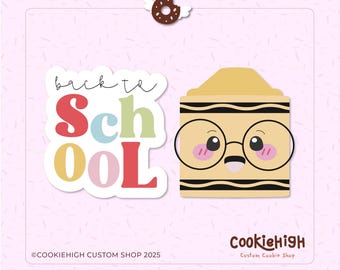 Peut inclure: Ensemble d'autocollants sur le thème de l'école. Le design comprend les mots "back to school" en écriture cursive, et le mot "School" en lettres majuscules rouges, vertes, bleues et jaunes. Un crayon de dessin animé avec des lunettes est également présenté.